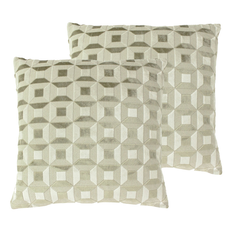 Geometric Square Cushion, Polyester/Polyfill, Teal/Gold