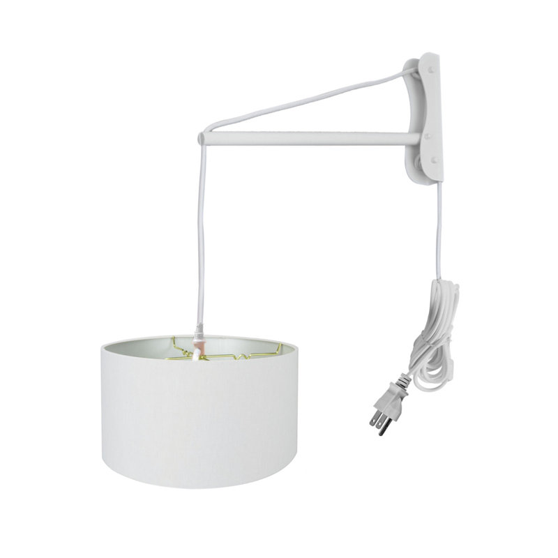 Luminaire suspendu à brancher sur le mur, avec 2 lumières blanches avec diffuseur, abat-jour en lin blanc 18 po x 18 po MAST