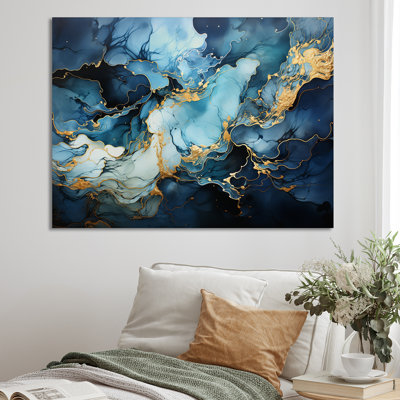 " Blue And Gold Abstract Hurricane I "