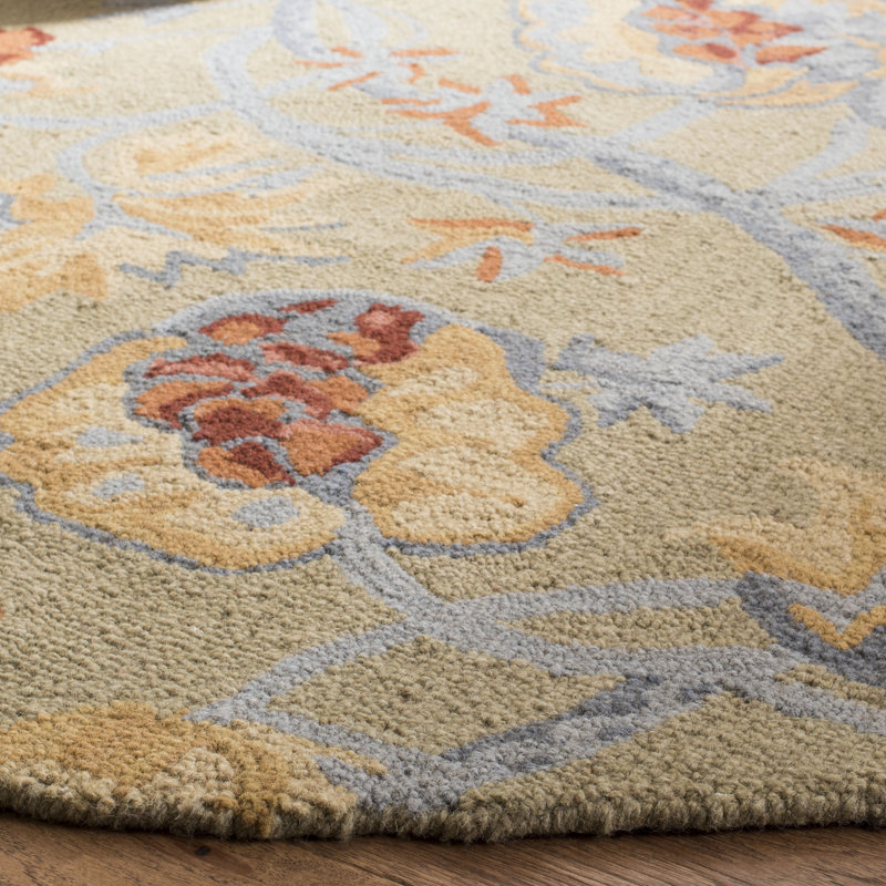 Tapis beige en laine / coton / latex crocheté à la main Emrick, Carré 6 pi