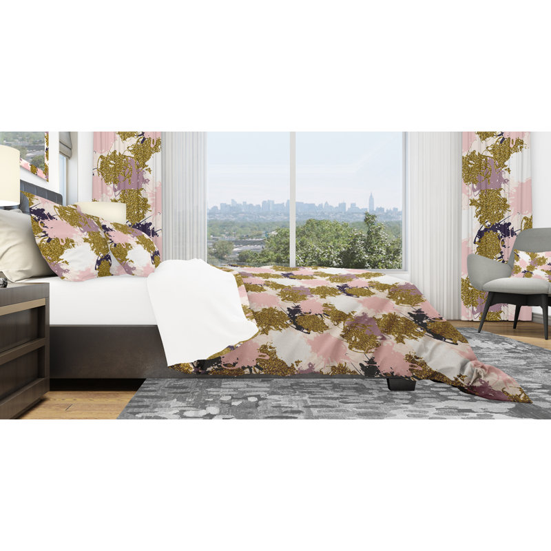 Ensemble de housse de couette designart paillettes taches, Housse de couette très grand + 2 taies décoratives