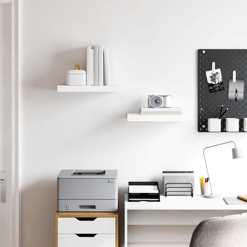 Tablette murale Tablette flottante à fixation murale pour cadre photo, Blanc très luisant, H 1,5 po x l 15,7 po x P 9,1 po