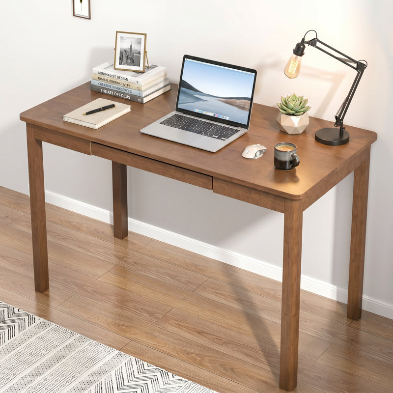 Bureau d'ordinateur avec plateau à clavier - bureaux modernes en bois massif de style Mid-Century de 47 po, petit bureau pour petits espaces de table d'étude, mobilier de salon rétro