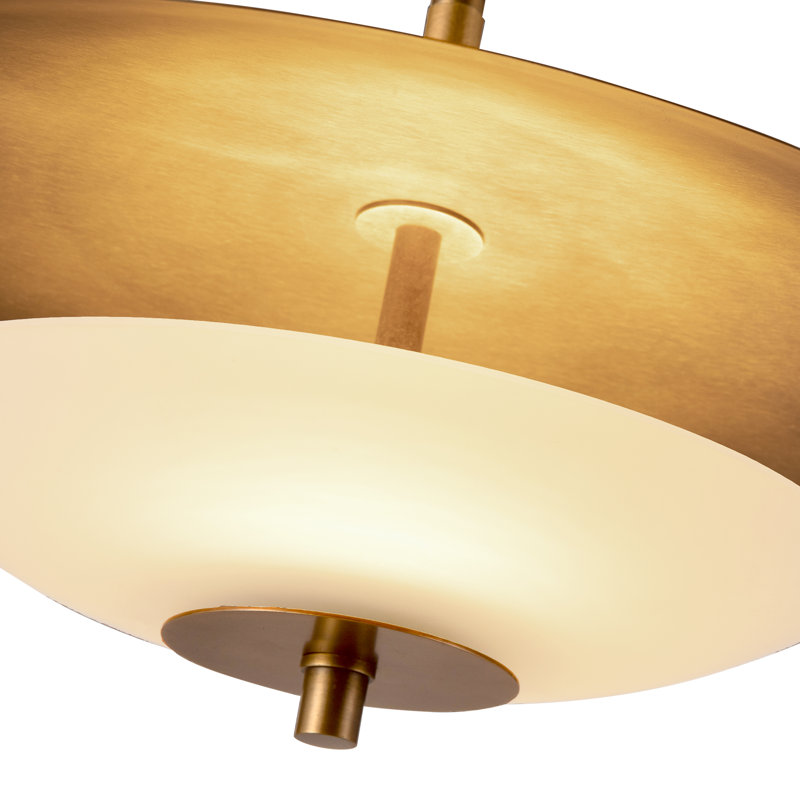 Prescott 1 - Light LED Pendant, Vintage Brass/Opal Matte Glass