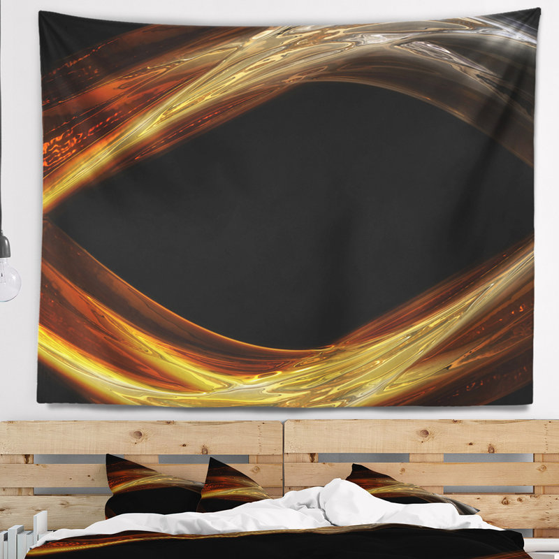 Corwin, formes dorées rouges et tapisserie noire, H 50 po x l 60 po