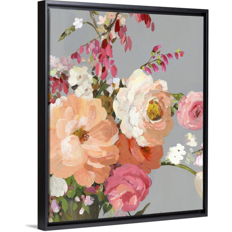 «Flower Story I» par Allison Pearce - reproduction d'art, Toile avec cadre noir, H 16 po x l 13 po x P 1,75 po