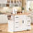 56" White Kitchen Island with Power Outlet, Drop Leaf, 6 Drawers & Lockable Wheels – Rubberwood & MDF-1321246435