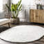 Tapis de couloir à poil long blanc cassé uni pour le salon, la chambre à coucher, la salle à manger, la chambre de bébé, le vestibule et le couloir Exmouth-49713994