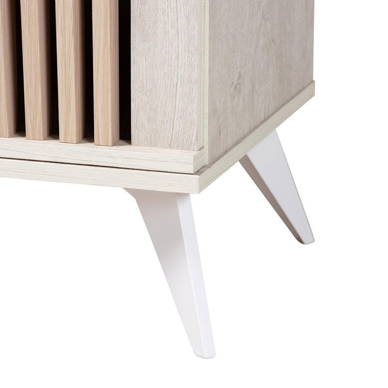 Simona Light Gray and Brown Wood Mid-Century Accent Cabinet