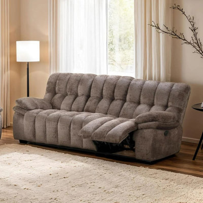 92.4" W Transitional Manual Sofa, Dark Brown