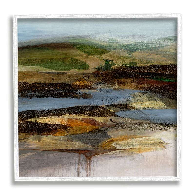 «Canyon Lake Landscape» par Ruth Fromstein - peinture, Giclée encadrée blanc bord de mer, H 24 po x l 24 po x P 1,5 po
