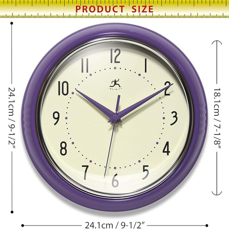 Infinity Instruments LTD. Rétro horloge murale de cuisine Mid Century