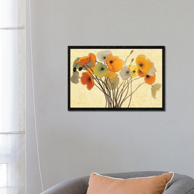 Pumpkin Poppies I by Shirley Novak - Floater Frame Gallery-Wrapped Canvas Giclée on Canvas
