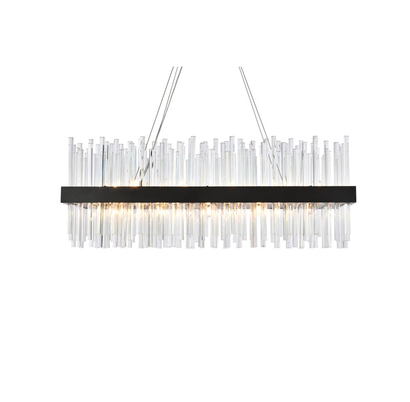 Lustre tambour unique Dalton, Noir, H 13,5 po x l 12 po x P 36 po, 20 lumières