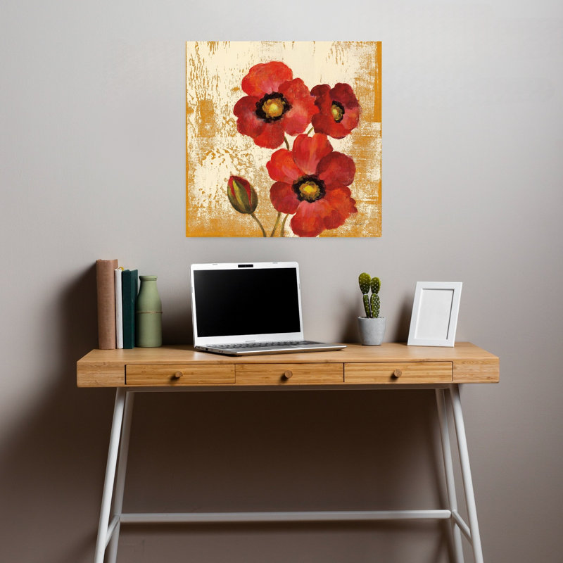 Art contemporain fleur de bijou I avec fleurs en fleurs, H 18 po x l 18 po