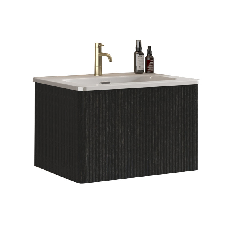 24.01" Striped Floating Bathroom Vanity With Sink