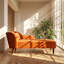 Chaise longue rembourrée en velours l 58,3 po x P 27,55 po x H 26,38 po