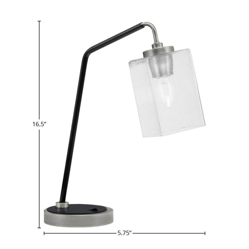 Lampe de bureau en acier inoxydable Atka, Graphite / noir mat, Transparent