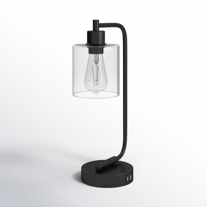 Cloutier 16.3" Dimmable Table Lamp With USB And Touch Control, Black