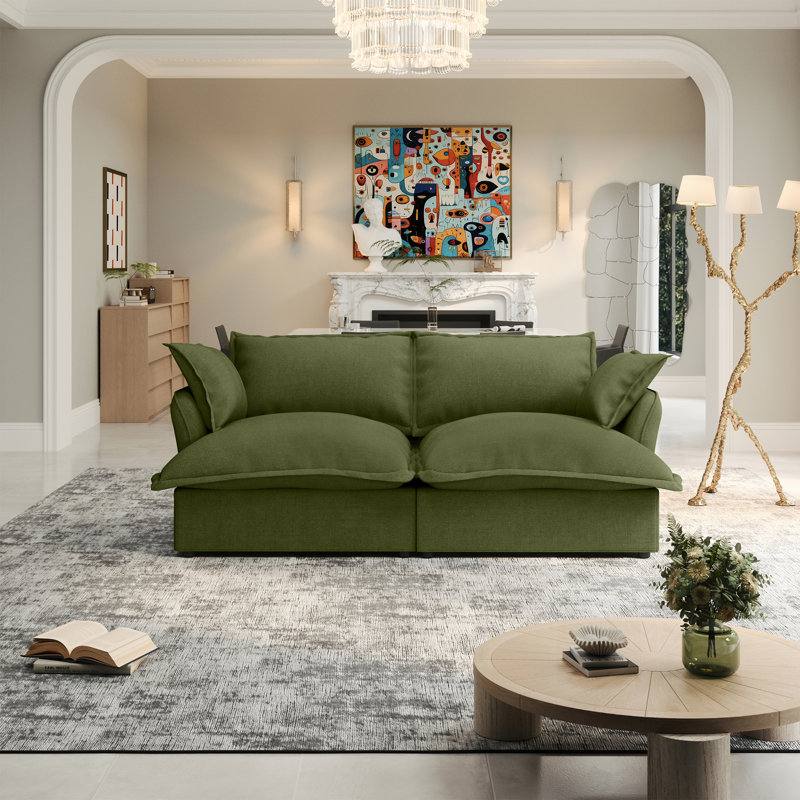 Sinue 82'' Upholstered Sofa, 2-Seater Cloud Sofa, Modular Sectional Sofa Couch, Loveseat Sofa Modern Couch for Living Room(Ottoman not included)