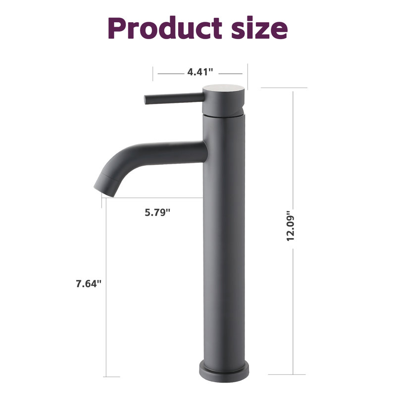 Topcraft Single Handle Bathroom Faucet, Matte Black