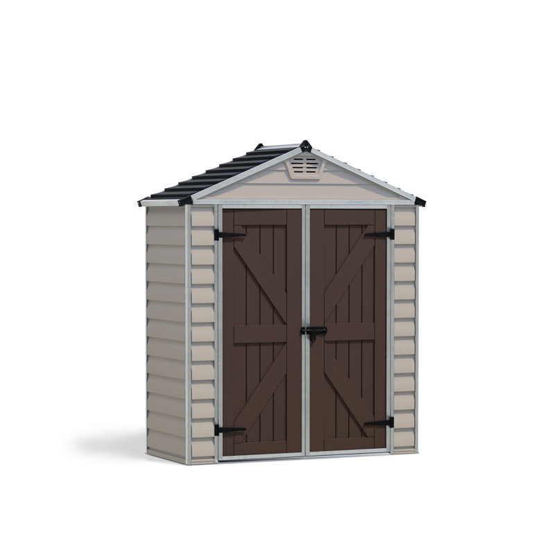 Tan and Brown Polycarbonate Aluminum Storage Shed