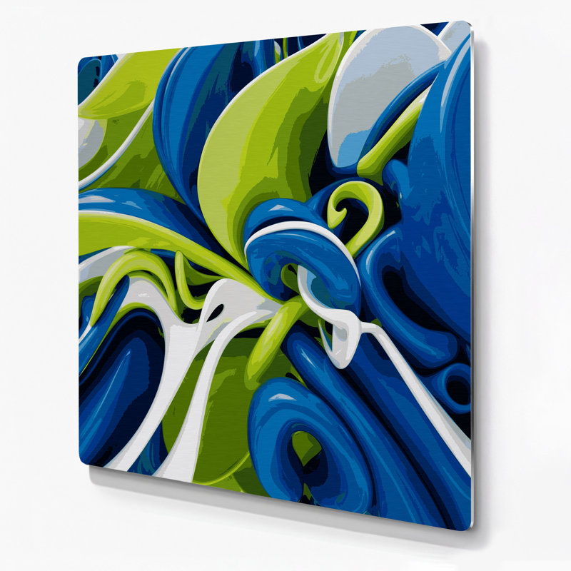 Art mural bleu Biomorphic Abstraction 87, H 12 po x l 12 po