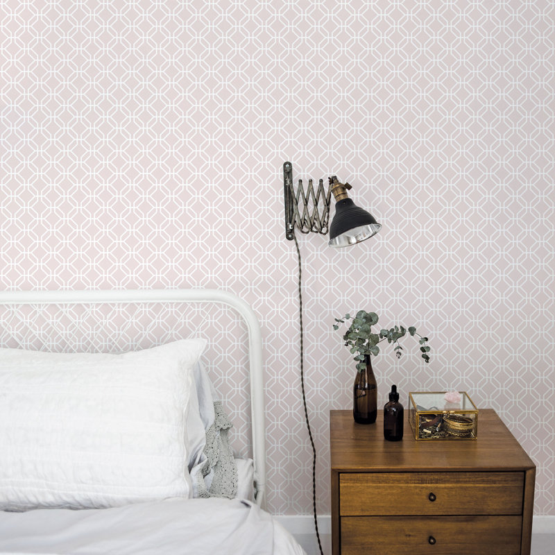 Brylee 10m x 53cm Matte Wallpaper Roll, Pink/White