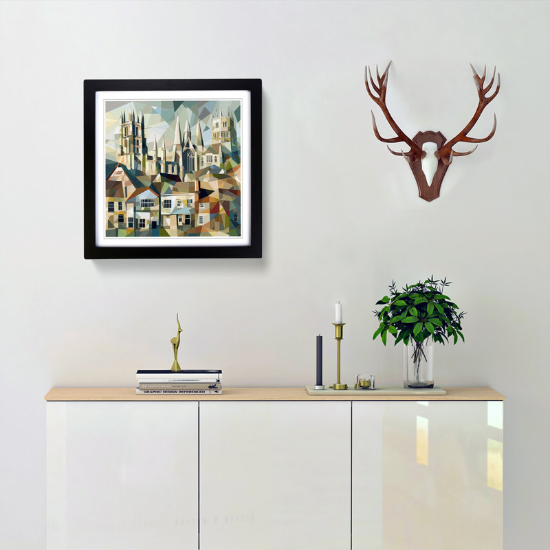 City Of Canterbury Cubism - Framed Print, Black