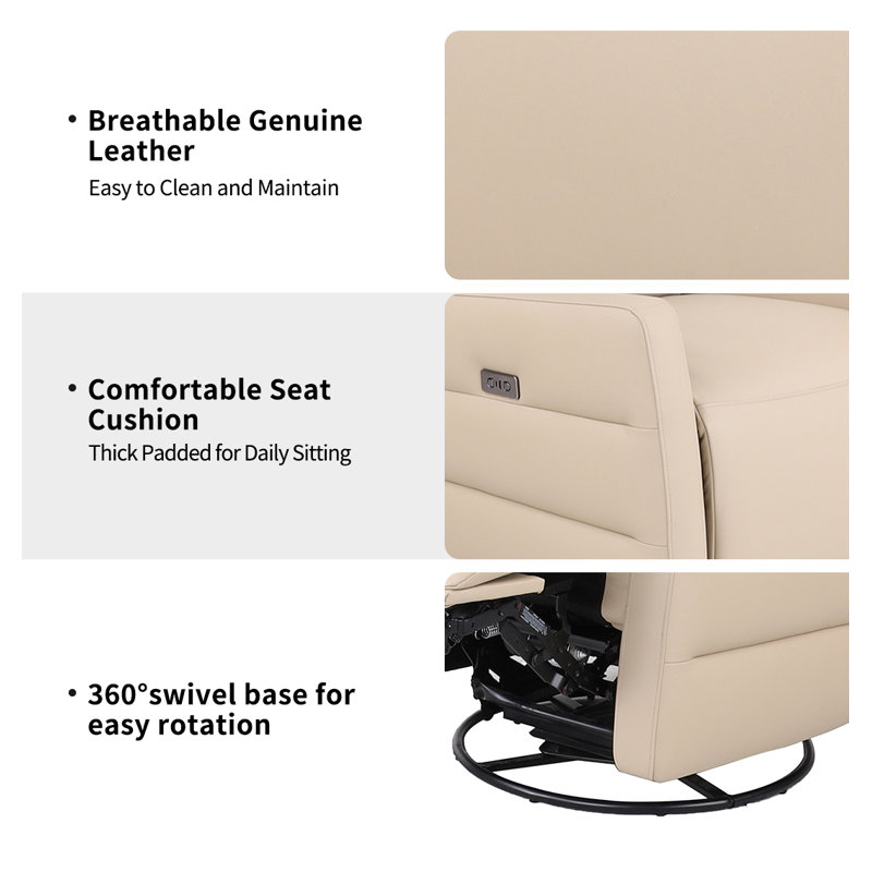 Fauteuil inclinable électrique en cuir véritable avec port USB Pelvora