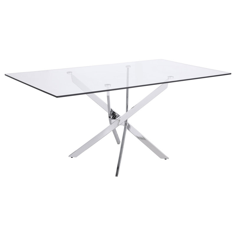 Freidin X-Shaped Dining Table Chrome And Clear