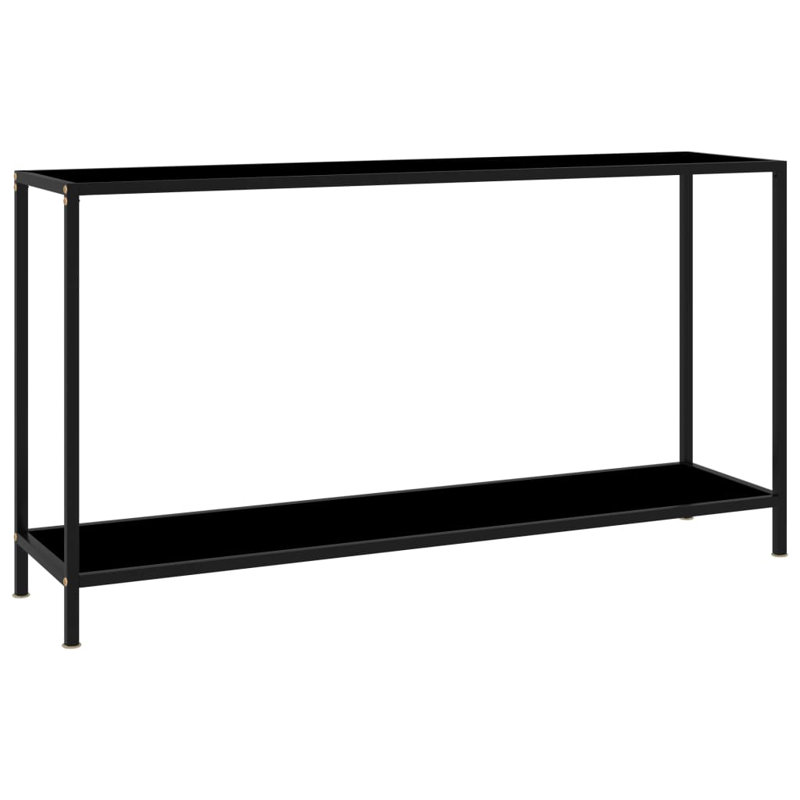 Console en verre trempé, Noir, H 29,53 po x l 47,24 po x P 13,78 po, With Feet