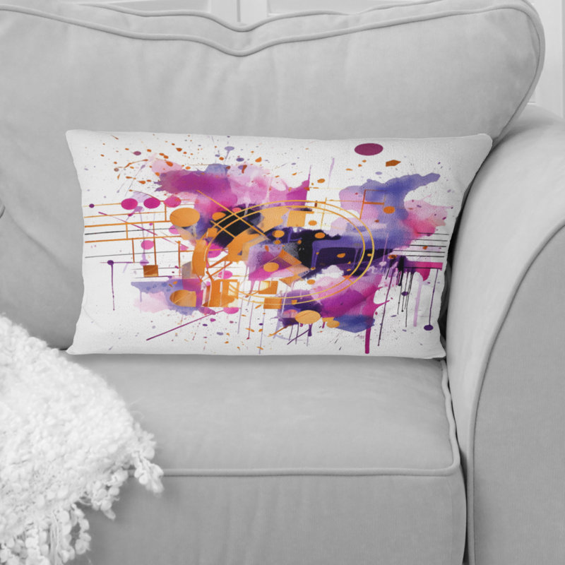 Coussin décoratif imprimé abstrait mauve et mauve II