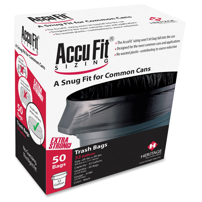 Brande AccuFit 32 gallons Sacs poubelle, 50 unités