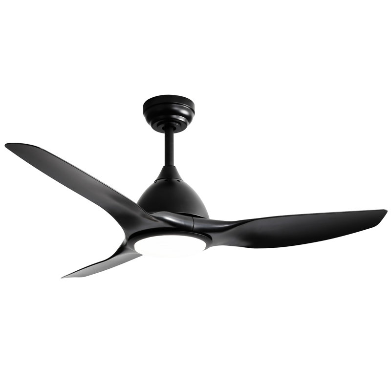 52 Inch Ceiling Fan With Light And 6-Speed Remote Control 3 ABS Fan Blades For Bredoom Patio, Black