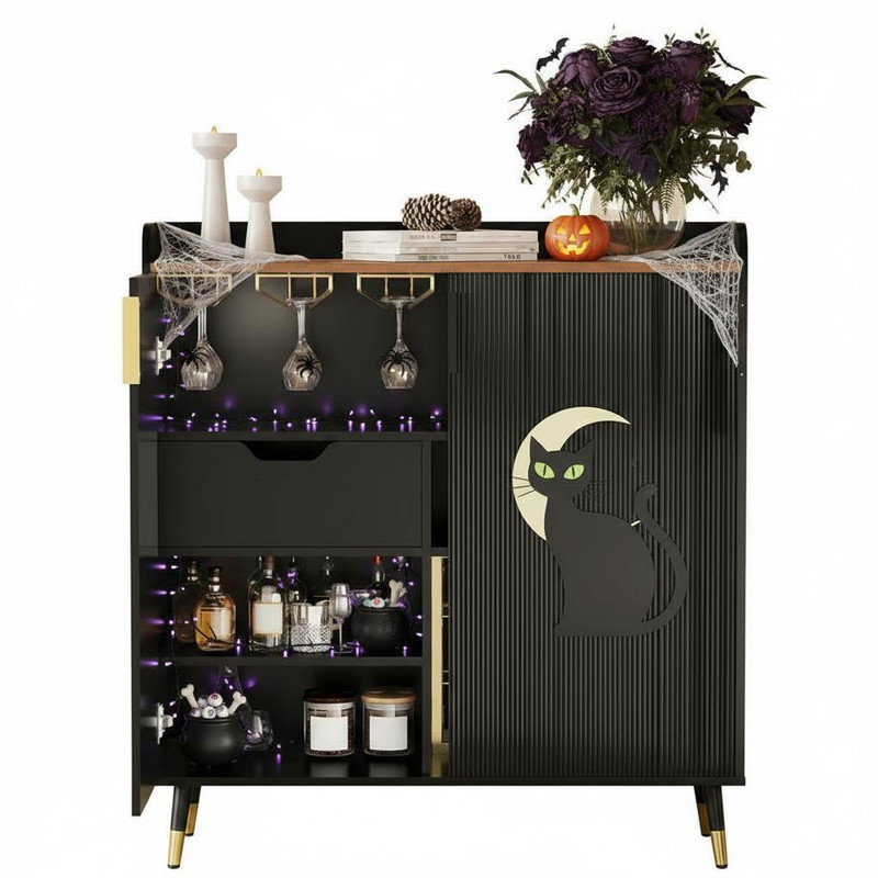 Cabinet/Enclosed Storage Wine Bottle Rack, Black