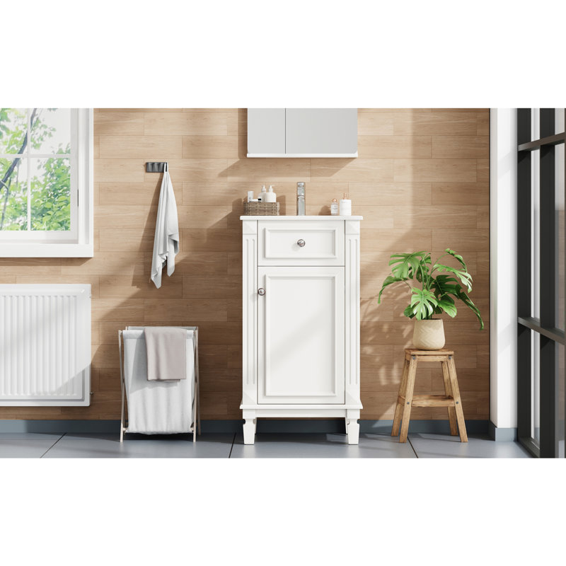 Meuble-lavabo 18 po avec lavabo en céramique, Blanc