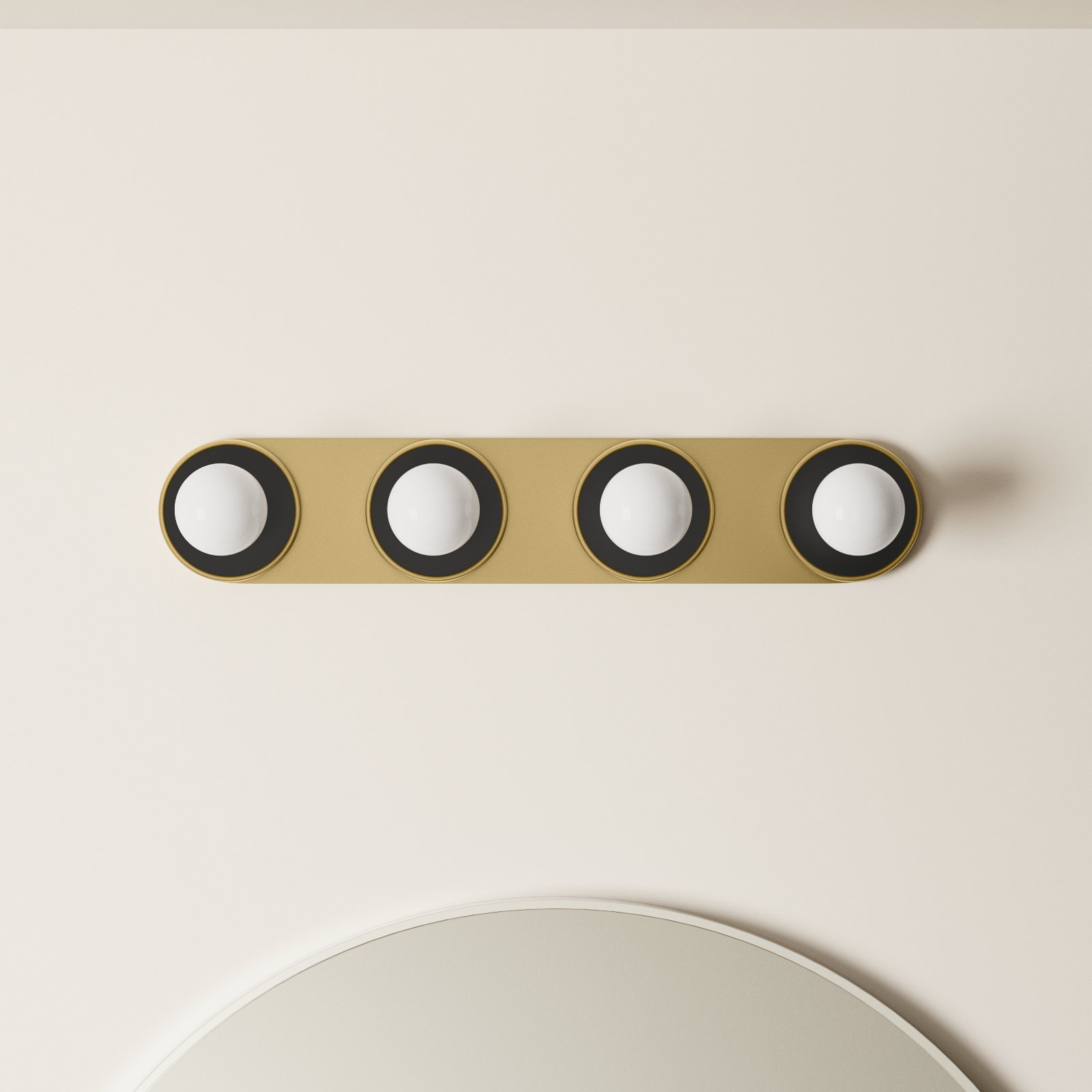 Rocha 4 Light Dimmable Bath Bar, Yes, Black/Natural Aged Brass
