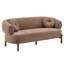 Canapé 3 places incurvé moderne Orenzo de 195 cm de large en polyester, avec coussins ronds capitonnés et pieds en bois de bouleau-134972643