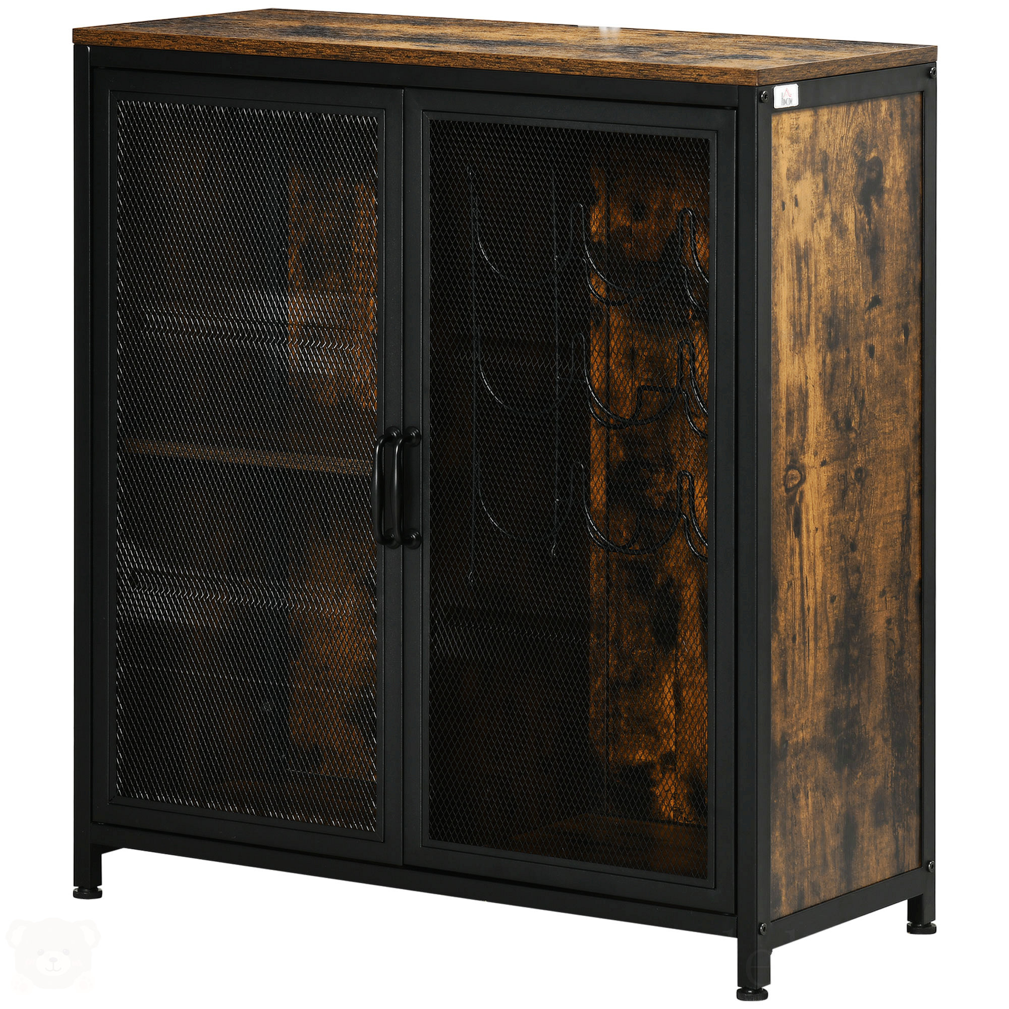 Ebern Designs Industrial Wine Cabinet With 9 Bottle Wine Rack | Wayfair