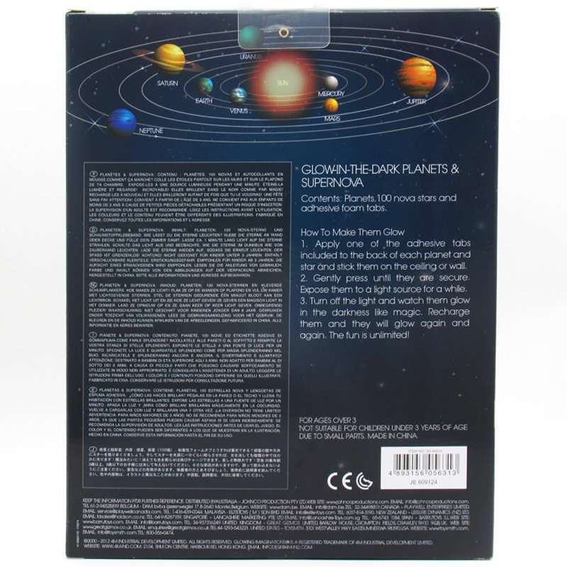 4M: Glow: Planets & Supernova - 100 adhésifs muraux et de plafond brillants, chargeurs de lumière, tailles variées, languettes adhésives, décoration de chambre d'enfant