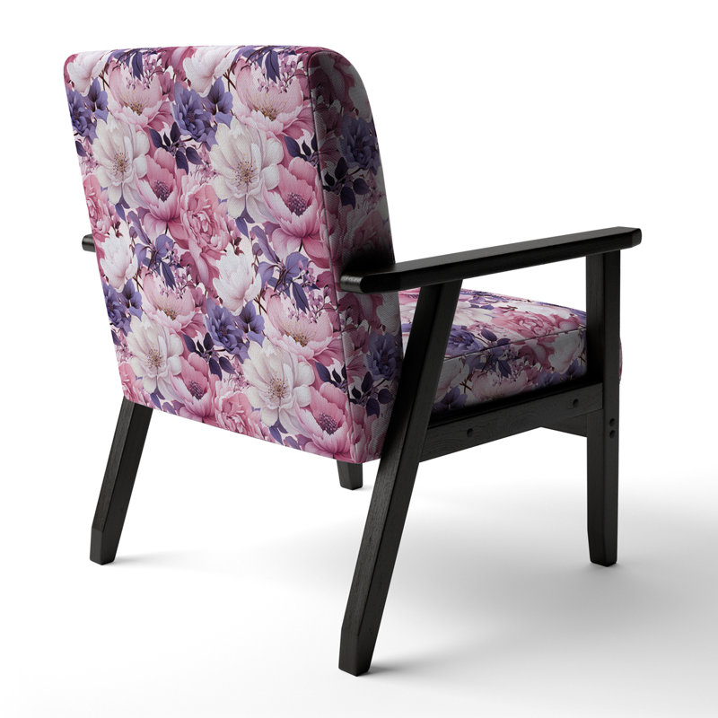 Springtime Blossoms Botanical Pattern III - Upholstered Cottage Accent Arm Chair