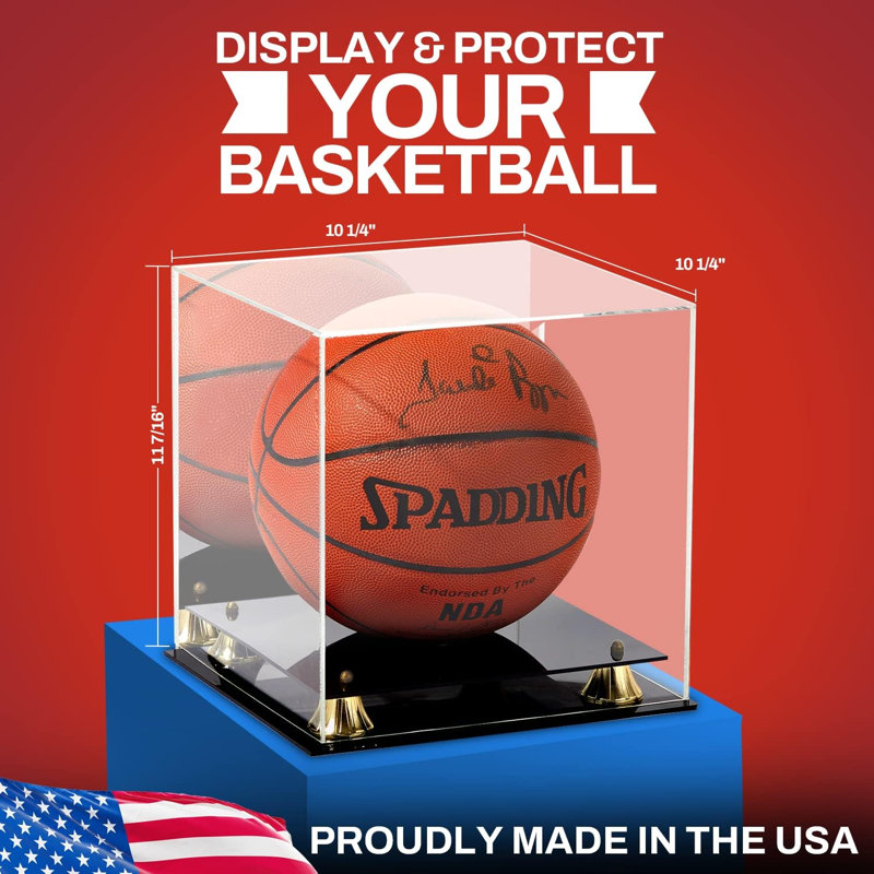 Vitrine de basketball PENNZONI, vitrine de basketball en acrylique transparent, Arrière réfléchissant