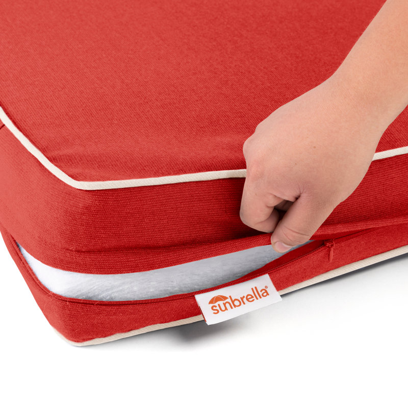 Sunbrella Outdoor Lounge Chair Cushion 2 Piece Set Back & Seat Cushion, Cherry Red