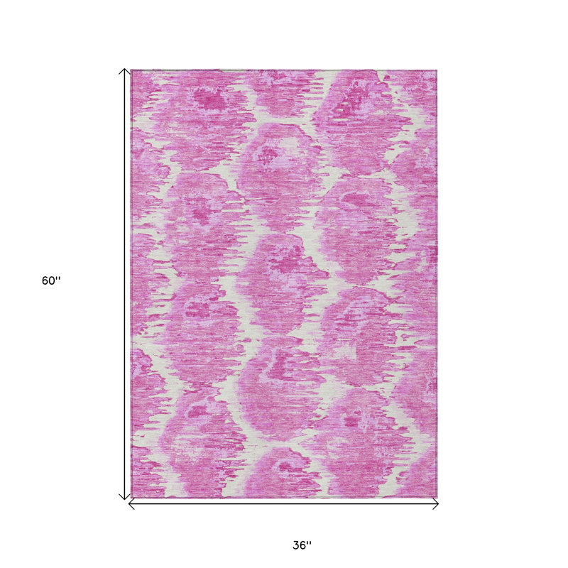 3' X 5' Abstract Washable Indoor Outdoor Area Rug