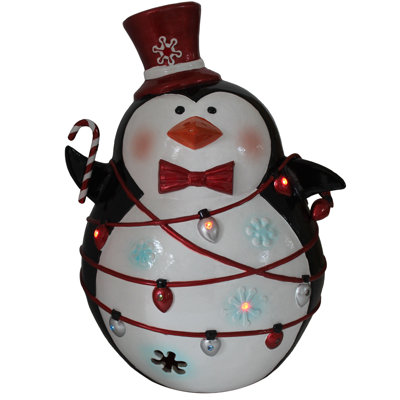 14" Black and White Penguin LED Lighted Christmas Decor