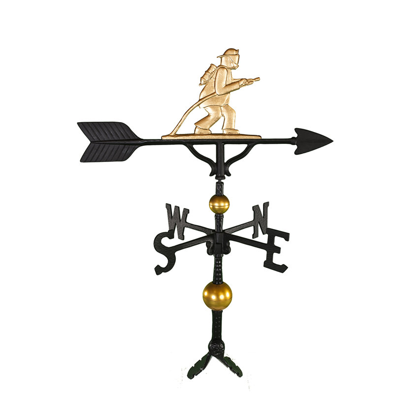 Deluxe Fireman Weathervane, Gold