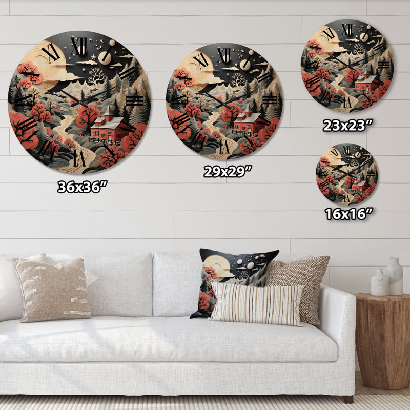 Horloge murale en bois massif Orenda, Très grand