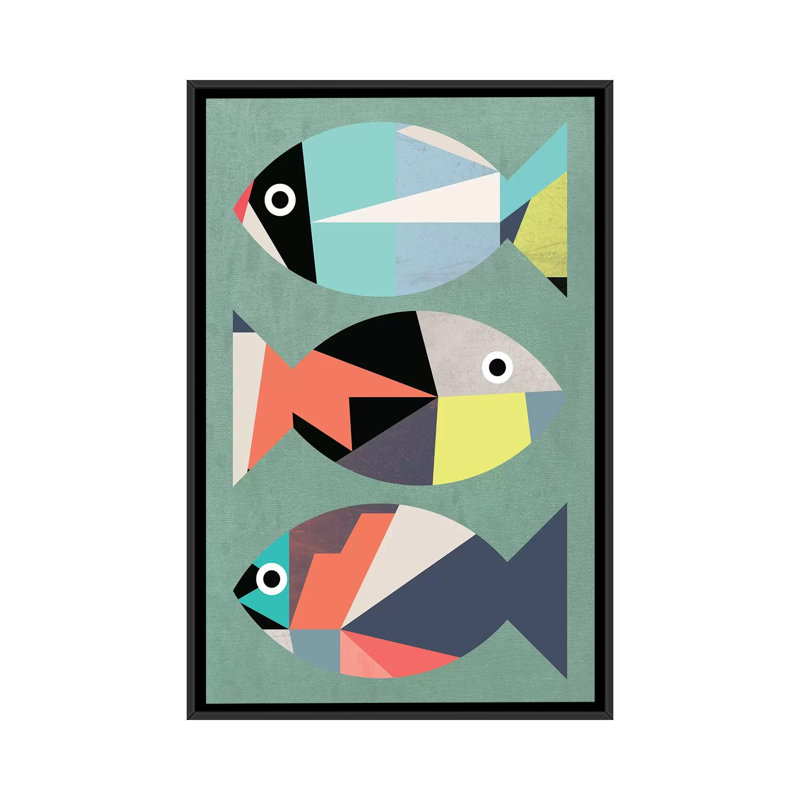 " Little Fish " by Susana Paz, 26" H x 18" W x 1.5" D, Black Framed Canvas, No Mat