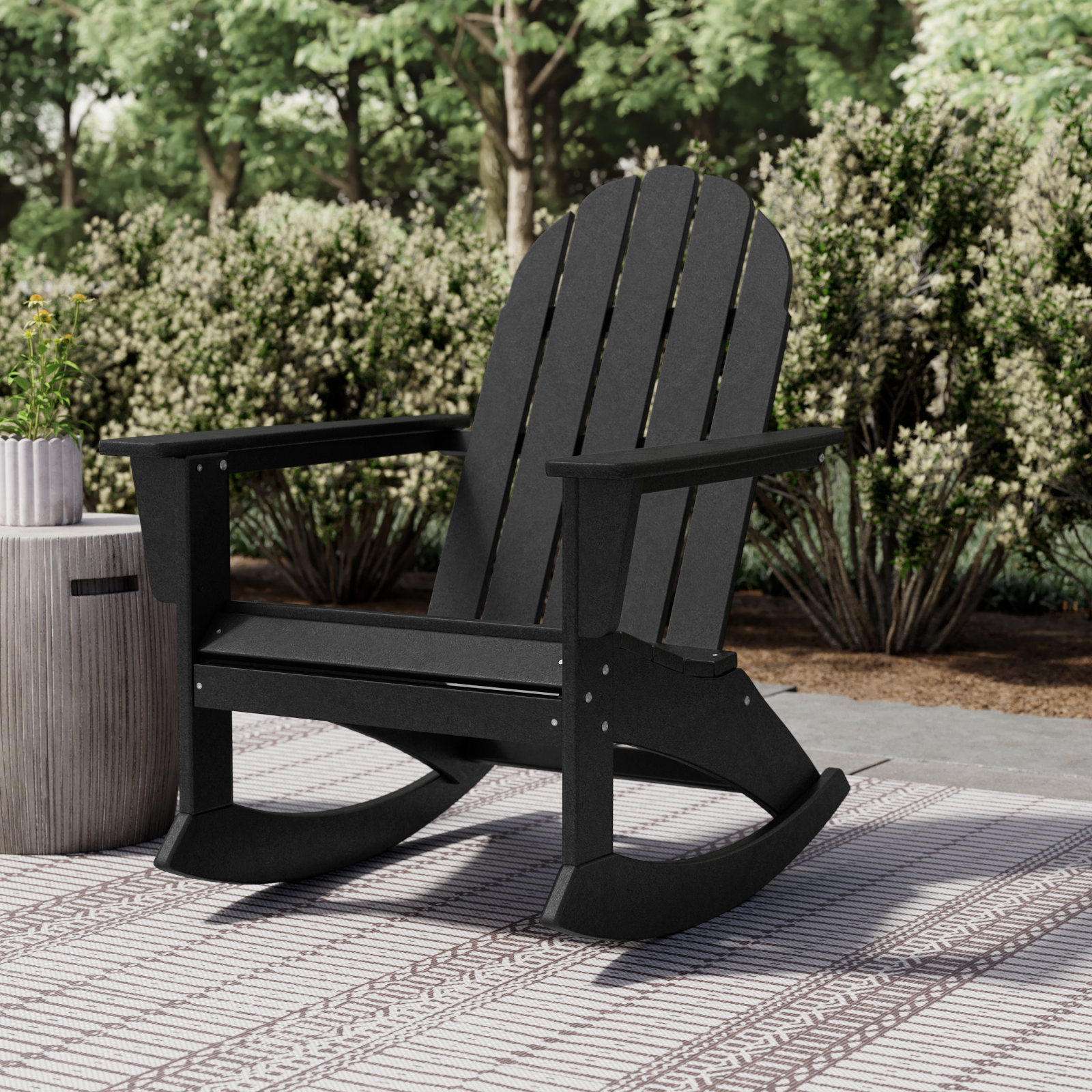 POLYWOOD® Vineyard Rocking Adirondack Chair, Black